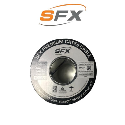 SFX 100m Cat5e Premium UTP Cable Solid Copper PE External Grade Black | Cables | Global Security Alarms