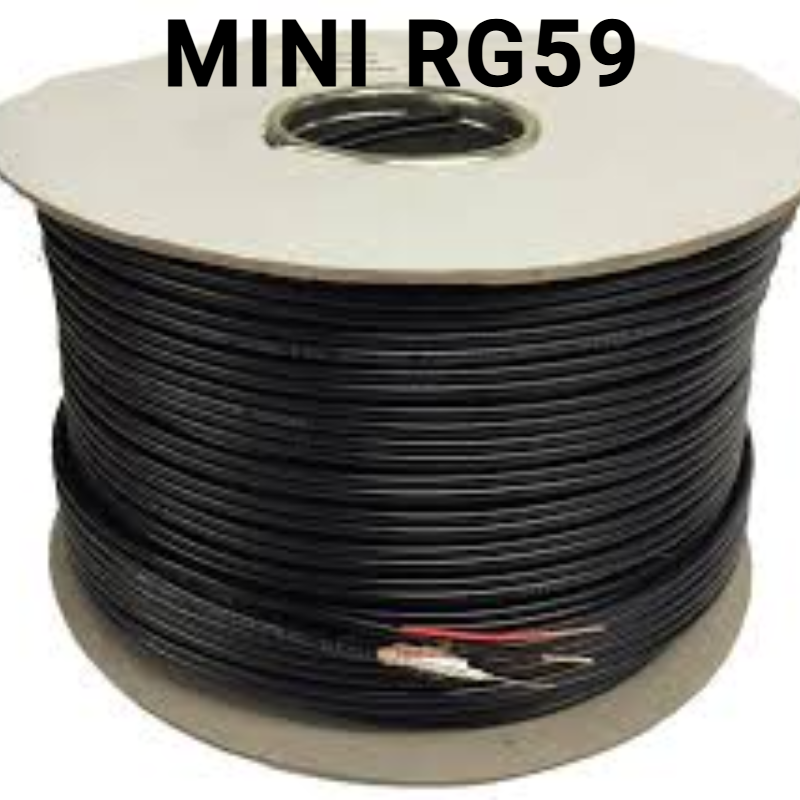 100M Mini RG59 Coax With Power Cores In Black | Cables | Global Security